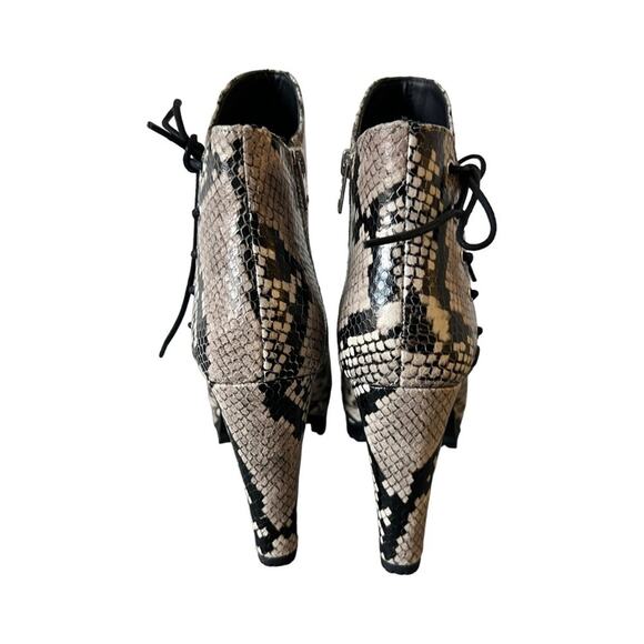 AllSaints Michela Leather Snake Print Peep Toe Heeled Shoes Booties Size 40 EU - Picture 5 of 16